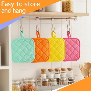 24 Pcs Cotton Pot Holders for Kitchen, Multicolor Square Hot Pads, Thicken Heat Resistant Potholders, Cloth Potholders for Hot, Trivet for Cooking and Baking with Hanging Loops, 6.9 x 6.7 Inch