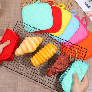 24 Pcs Cotton Pot Holders for Kitchen, Multicolor Square Hot Pads, Thicken Heat Resistant Potholders, Cloth Potholders for Hot, Trivet for Cooking and Baking with Hanging Loops, 6.9 x 6.7 Inch