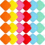 24 Pcs Cotton Pot Holders for Kitchen, Multicolor Square Hot Pads, Thicken Heat Resistant Potholders, Cloth Potholders for Hot, Trivet for Cooking and Baking with Hanging Loops, 6.9 x 6.7 Inch