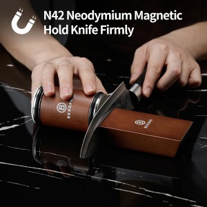 Rolling Knife Sharpener, Rolling Knife Sharpening Kit, Kitchen Knives Sharpener with Diamond and Ceramic for Steel of Chef Blade, Knives Sharpening Tool with 15 & 20 Degree Magnetic Angle, Walnut