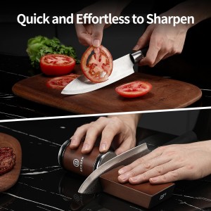 Rolling Knife Sharpener, Rolling Knife Sharpening Kit, Kitchen Knives Sharpener with Diamond and Ceramic for Steel of Chef Blade, Knives Sharpening Tool with 15 & 20 Degree Magnetic Angle, Walnut
