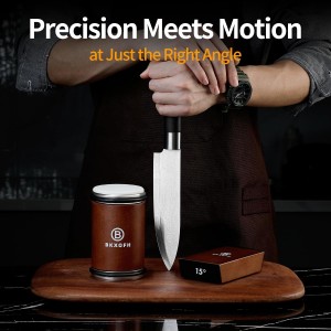 Rolling Knife Sharpener, Rolling Knife Sharpening Kit, Kitchen Knives Sharpener with Diamond and Ceramic for Steel of Chef Blade, Knives Sharpening Tool with 15 & 20 Degree Magnetic Angle, Walnut