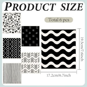 6Pcs 6 Styles Geometric Dish Cloths Swedish Kitchen Dishcloths Reusable Wash Towels Washable Rectangle Cellulose Sponge White and Black Flower Simple Line Mixed Pattern for Kitchen Cleaning