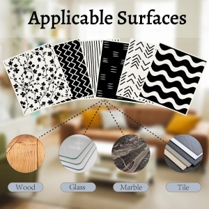 6Pcs 6 Styles Geometric Dish Cloths Swedish Kitchen Dishcloths Reusable Wash Towels Washable Rectangle Cellulose Sponge White and Black Flower Simple Line Mixed Pattern for Kitchen Cleaning