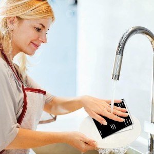 6Pcs 6 Styles Geometric Dish Cloths Swedish Kitchen Dishcloths Reusable Wash Towels Washable Rectangle Cellulose Sponge White and Black Flower Simple Line Mixed Pattern for Kitchen Cleaning