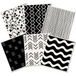 6Pcs 6 Styles Geometric Dish Cloths Swedish Kitchen Dishcloths Reusable Wash Towels Washable Rectangle Cellulose Sponge White and Black Flower Simple Line Mixed Pattern for Kitchen Cleaning