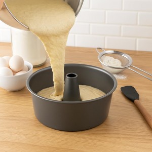 Non-Stick Angel Food Cake Pan, 9.5 x 4 Inch Fluted Tube Baking Pan, Heavy-Duty Steel, Easy Release & Clean, Perfect for Bundt & Pound Cakes