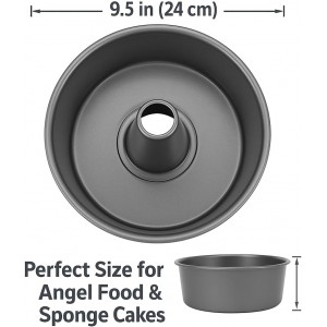 Non-Stick Angel Food Cake Pan, 9.5 x 4 Inch Fluted Tube Baking Pan, Heavy-Duty Steel, Easy Release & Clean, Perfect for Bundt & Pound Cakes
