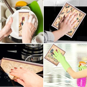 Funny Rooster Swedish Dishcloths for Kitchen - 6PCS Rooster Swedish Cloths for Washing Dishes, Chicken Reusable Dish Towels, Washable Cleaning Sponge Gifts for Washing Dishes Quick Drying