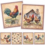 Funny Rooster Swedish Dishcloths for Kitchen - 6PCS Rooster Swedish Cloths for Washing Dishes, Chicken Reusable Dish Towels, Washable Cleaning Sponge Gifts for Washing Dishes Quick Drying