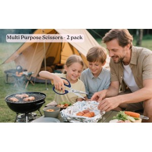 Kitchen Shears 2 Pack – Heavy Duty Stainless Steel Food Scissors for Meat, Poultry & Cooking, Sharp Multipurpose Kitchen Cutting Shears, Dishwasher Safe (6” & 8”)