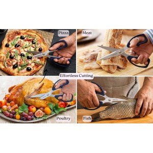 Kitchen Shears 2 Pack – Heavy Duty Stainless Steel Food Scissors for Meat, Poultry & Cooking, Sharp Multipurpose Kitchen Cutting Shears, Dishwasher Safe (6” & 8”)