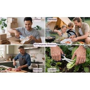 Kitchen Shears 2 Pack – Heavy Duty Stainless Steel Food Scissors for Meat, Poultry & Cooking, Sharp Multipurpose Kitchen Cutting Shears, Dishwasher Safe (6” & 8”)