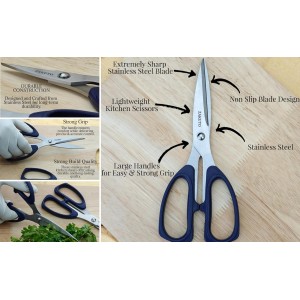 Kitchen Shears 2 Pack – Heavy Duty Stainless Steel Food Scissors for Meat, Poultry & Cooking, Sharp Multipurpose Kitchen Cutting Shears, Dishwasher Safe (6” & 8”)