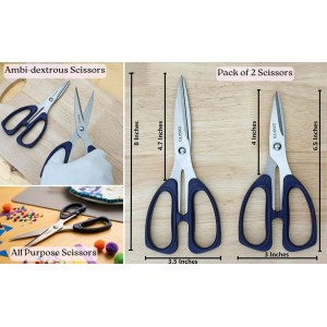 Kitchen Shears 2 Pack – Heavy Duty Stainless Steel Food Scissors for Meat, Poultry & Cooking, Sharp Multipurpose Kitchen Cutting Shears, Dishwasher Safe (6” & 8”)