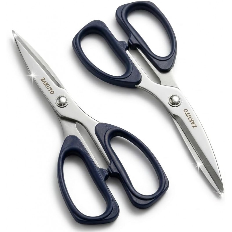 Kitchen Shears 2 Pack – Heavy Duty Stainless Steel Food Scissors for Meat, Poultry & Cooking, Sharp Multipurpose Kitchen Cutting Shears, Dishwasher Safe (6” & 8”)