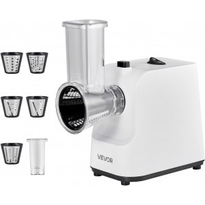 VEVOR Electric Cheese Grater Salad Maker, 200W Salad Shooter, Electric Vegetable Slicer Shredder Chopper for Fruits with 5 Attachments, Stainless Steel Food Cutter for Vegetables, and Cheeses
