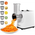 VEVOR Electric Cheese Grater Salad Maker, 200W Salad Shooter, Electric Vegetable Slicer Shredder Chopper for Fruits with 5 Attachments, Stainless Steel Food Cutter for Vegetables, and Cheeses