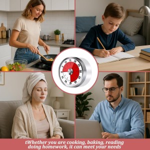 Kitchen Timers for Cooking,Kitchen Timer,Visual Timer for Kids,Mechanical Visual with Stand,Egg Timer,Cooking Timer No Batteries Required for Study, Chef Clock, Stainless Steel, Countdown