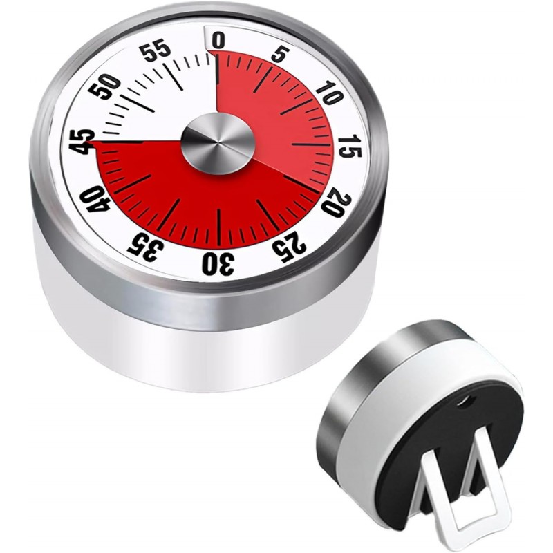 Kitchen Timers for Cooking,Kitchen Timer,Visual Timer for Kids,Mechanical Visual with Stand,Egg Timer,Cooking Timer No Batteries Required for Study, Chef Clock, Stainless Steel, Countdown