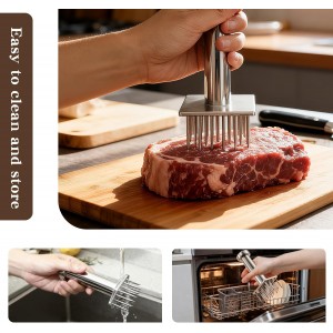304 Stainless Steel Meat Tenderizer with 18 Sharp Needles - Ideal for Tenderizing & Pounding Steak, Beef, Pork, Chicken