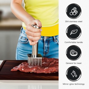 304 Stainless Steel Meat Tenderizer with 18 Sharp Needles - Ideal for Tenderizing & Pounding Steak, Beef, Pork, Chicken