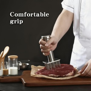 304 Stainless Steel Meat Tenderizer with 18 Sharp Needles - Ideal for Tenderizing & Pounding Steak, Beef, Pork, Chicken
