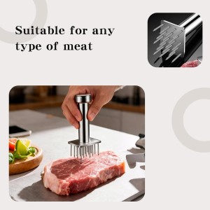 304 Stainless Steel Meat Tenderizer with 18 Sharp Needles - Ideal for Tenderizing & Pounding Steak, Beef, Pork, Chicken