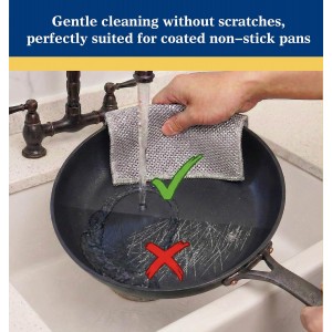 12pcs Scratch-Free Steel Dishcloths. Reusable, Quick-Dry, Odorless. Perfect for Dishes, Sinks, cookware. 7.87