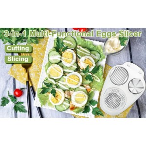 3 in 1 Egg Slicer for Kitchen – Multi-Functional Strawberry Banana Mushroom Cutter, ABS Safe Wire Blade, 3 Slice Modes, Dishwasher Safe, Lightweight 120 g, Gift for Salad Lover