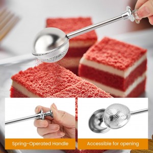 Flour Sifter, 4 in 1 Stainless Steel Baking Sifter with Powder Sugar Shaker Duster 3 Cup Double Layer Fine Mesh Sifter for Cakes, Pastries, Pies, Cupcakes and Desserts(COLOR:sliver)