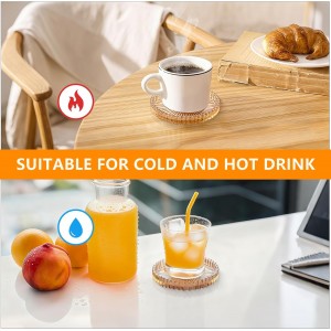 Round Modern Clear Coasters Set of 4, VIBRATITE 4 Inch Glass Cup Coaster Modern Crystal Coasters for Drinks Coffee Office Bar Kitchen Home Wedding Party Decor (Amber)