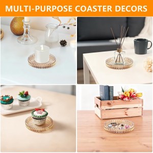 Round Modern Clear Coasters Set of 4, VIBRATITE 4 Inch Glass Cup Coaster Modern Crystal Coasters for Drinks Coffee Office Bar Kitchen Home Wedding Party Decor (Amber)