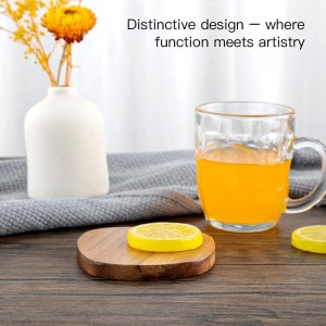 Acacia Wood Coasters Set of 4, 3.93 Inch Unique Shaped Non-Slip Wooden Coasters Without Holder for Wooden Coffee Table for Cups, Mugs, and Glasses