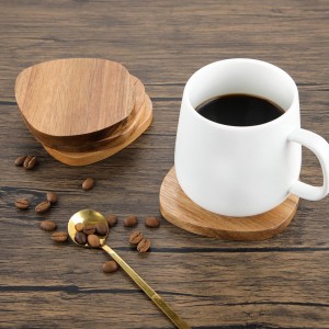 Acacia Wood Coasters Set of 4, 3.93 Inch Unique Shaped Non-Slip Wooden Coasters Without Holder for Wooden Coffee Table for Cups, Mugs, and Glasses