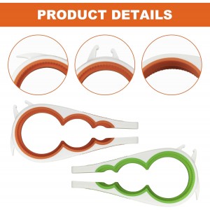 Jar Opener 5 in 1, Jar Openers for Seniors Gifts for Seniors Jar Opener Gripper (Orange and Emerald Green)