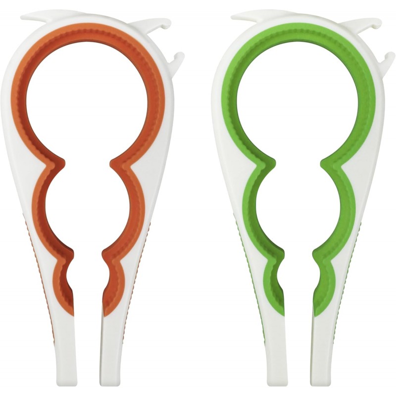 Jar Opener 5 in 1, Jar Openers for Seniors Gifts for Seniors Jar Opener Gripper (Orange and Emerald Green)
