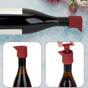 Wine Stopper And Pourer, Sealing Plug Can Be Fixed On The Flow Guide Nozzle for Preserve Freshness(3Pcs Red)