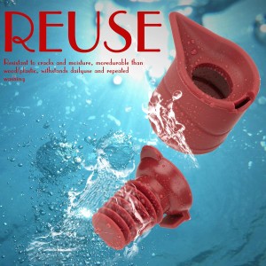 Wine Stopper And Pourer, Sealing Plug Can Be Fixed On The Flow Guide Nozzle for Preserve Freshness(3Pcs Red)