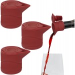 Wine Stopper And Pourer, Sealing Plug Can Be Fixed On The Flow Guide Nozzle for Preserve Freshness(3Pcs Red)