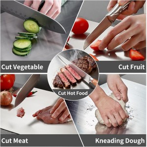 Large Stainless Steel Cutting Boards for Kitchen, Chopping Boards with Blue Non-slip Mat, Cutting Board with Counter Lip for Meat, Fruits, Vegetables, Bread,Dough(15.75" × 11.81")