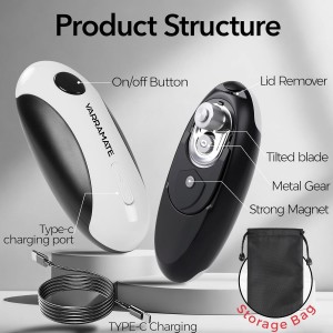 YARRAMATE Electric Can Opener, One Touch Rechargeable Automatic Can Openers for Kitchen Fits All Cans Sizes - Smooth Edge, Hands-Free for Seniors | With Storage Bag, Portable for Travel