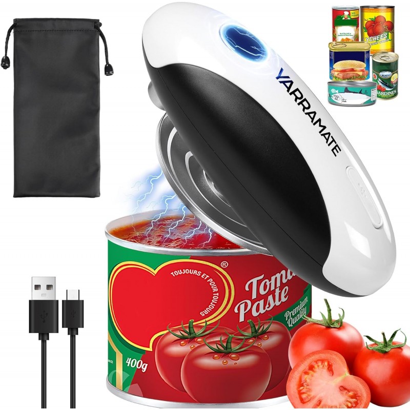 YARRAMATE Electric Can Opener, One Touch Rechargeable Automatic Can Openers for Kitchen Fits All Cans Sizes - Smooth Edge, Hands-Free for Seniors | With Storage Bag, Portable for Travel