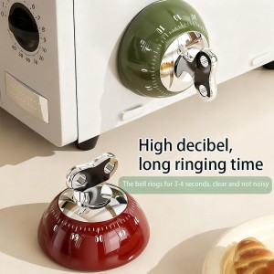 Retro Mechanical Kitchen Timer, Red, 60-Minute Countdown with Magnetic Back, Wind-Up Design, Loud Alarm for Cooking, Home Use (red and Plastic Material)