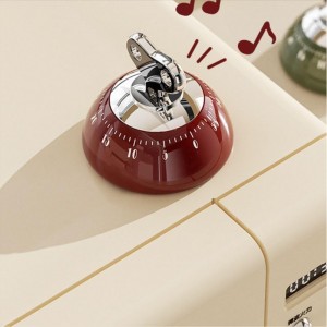 Retro Mechanical Kitchen Timer, Red, 60-Minute Countdown with Magnetic Back, Wind-Up Design, Loud Alarm for Cooking, Home Use (red and Plastic Material)