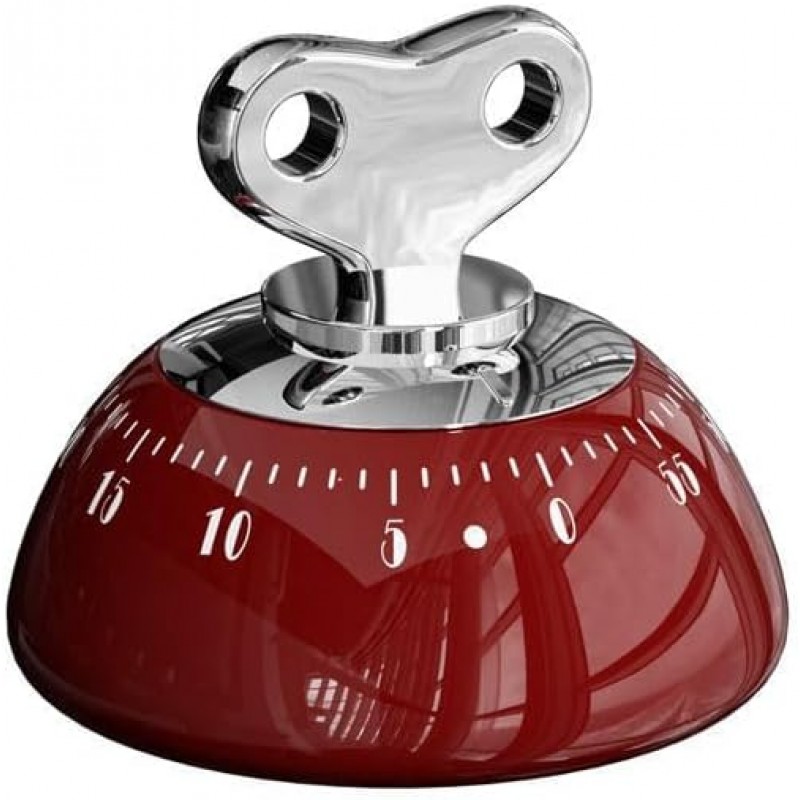 Retro Mechanical Kitchen Timer, Red, 60-Minute Countdown with Magnetic Back, Wind-Up Design, Loud Alarm for Cooking, Home Use (red and Plastic Material)