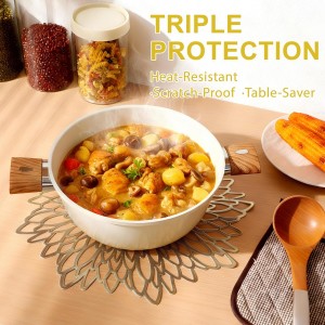 Set of 4 Round Placemats Gold, Heat-Resistant PVC Table Mats with Luxury Metallic Glossy Finish for Thanksgiving Christmas Wedding Party Decor, Easy to Clean