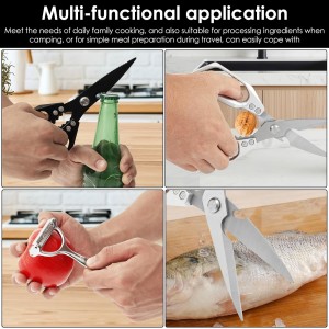 3Pcs Kitchen Shears and Vegetable Peeler Set, Heavy Duty Poultry Shears, Japanese Kitchen Scissors All Purpose, Food Cooking Scissors for Meat, Chicken Bones, Turkey, and Fish, Dishwasher Safe