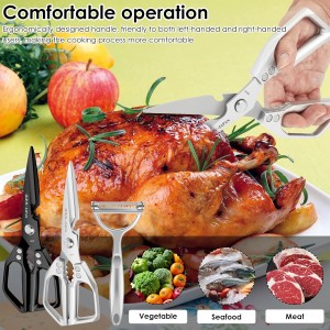 3Pcs Kitchen Shears and Vegetable Peeler Set, Heavy Duty Poultry Shears, Japanese Kitchen Scissors All Purpose, Food Cooking Scissors for Meat, Chicken Bones, Turkey, and Fish, Dishwasher Safe