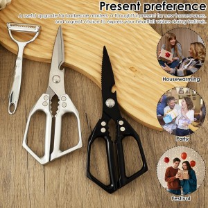 3Pcs Kitchen Shears and Vegetable Peeler Set, Heavy Duty Poultry Shears, Japanese Kitchen Scissors All Purpose, Food Cooking Scissors for Meat, Chicken Bones, Turkey, and Fish, Dishwasher Safe